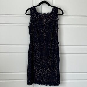 Adrianna Papell  Navy Lace Dress Size 12 NWT